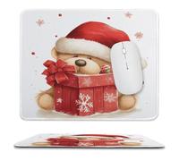 YUXBVKRS Tapis de souris avec bords cousus, petit tapis de souris en caoutchouc, cadeau avec chapeau de Père Noël et impression joyeuse, 24,9 x 30 cm, imperméable et portable pour bureau, jeux, étude