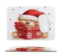 YUXBVKRS Tapis de souris avec bords cousus, petit tapis de souris en caoutchouc, cadeau avec chapeau de Père Noël et impression joyeuse, 20,1 x 23,9 cm, imperméable et portable pour bureau, jeux