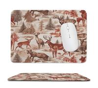 YUXBVKRS Tapis de souris avec bords cousus, petit tapis de souris en caoutchouc, imprimé animal, ours sauvage, cerf, 20,1 x 23,9 cm, imperméable et portable pour bureau, jeux, étude