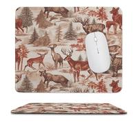 YUXBVKRS Tapis de souris avec bords cousus, petit tapis de souris en caoutchouc, imprimé animal, ours sauvage, cerf, 24,9 x 30 cm, imperméable et portable pour bureau, jeux, étude