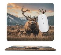 YUXBVKRS Tapis de souris avec bords cousus, petit tapis de souris en caoutchouc, imprimé cerf, ours, élan, 24,9 x 30 cm, imperméable et portable pour bureau, jeux, étude