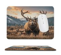 YUXBVKRS Tapis de souris avec bords cousus, petit tapis de souris en caoutchouc, imprimé cerf, ours, élan, 20,1 x 23,9 cm, imperméable et portable pour bureau, jeux, étude
