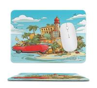 YUXBVKRS Tapis de souris avec bords cousus, petit tapis de souris en caoutchouc, imprimé île de Cuba, 20,1 x 23,9 cm, imperméable et portable pour bureau, jeux, étude