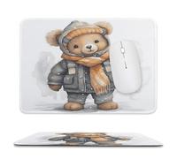 YUXBVKRS Tapis de souris avec bords cousus, petit tapis de souris en caoutchouc, imprimé ours mignon, 20,1 x 23,9 cm, imperméable et portable pour bureau, jeux, étude