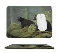 YUXBVKRS Tapis de souris avec bords cousus, petit tapis de souris en caoutchouc, imprimé ours noirs, 20,1 x 23,9 cm, imperméable et portable pour bureau, jeux, étude