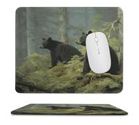 YUXBVKRS Tapis de souris avec bords cousus, petit tapis de souris en caoutchouc, imprimé ours noirs, 24,9 x 30 cm, imperméable et portable pour bureau, jeux, étude