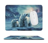 YUXBVKRS Tapis de souris avec bords cousus, petit tapis de souris en caoutchouc, imprimé ours polaires aurores boréales, 20,1 x 23,9 cm, imperméable et portable pour bureau, jeux, étude