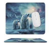 YUXBVKRS Tapis de souris avec bords cousus, petit tapis de souris en caoutchouc, imprimé ours polaires, aurore boréale, 24,9 x 30 cm, imperméable et portable pour bureau, jeux, étude