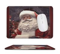 YUXBVKRS Tapis de souris avec bords cousus, petit tapis de souris en caoutchouc, imprimé Père Noël, 20,1 x 23,9 cm, imperméable et portable pour bureau, jeux, étude
