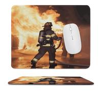 YUXBVKRS Tapis de souris avec bords cousus, petit tapis de souris en caoutchouc, imprimé pompier, flamme, 24,9 x 30 cm, imperméable et portable pour bureau, jeux, étude