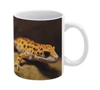 YUXBVKRS Tasse à café en céramique avec poignée - Motif léopard Little Gecko - 325 ml - Pour la maison, le bureau et les pauses thé, elle ou lui