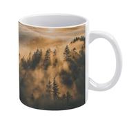 YUXBVKRS Tasse chaude à imprimé de pins de 325 ml | Tasse en céramique avec poignée - Jolie tasse à café fantaisie pour la maison, le bureau et les pauses thé, elle ou lui