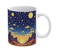 YUXBVKRS Tasse en céramique avec poignée - Motif scène de crépuscule céleste - 325 ml - Jolie tasse à café fantaisie pour la maison, le bureau et les pauses thé, elle ou lui