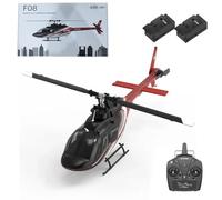 YUXIANG F08 Bell 206 helicoptere telecommande - Gyroscope 6 axes sans ailerons, 2,4 GHz, 6 canaux, moteur sans balais, vol à flux optique, stabilisé 6G/3D, échelle 1/27, pour adultes(2 batterie)
