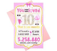 YUXIANLB Carte d'anniversaire pour 10e anniversaire avec enveloppe, décorations de 10e anniversaire pour filles et garçons, cadeaux d'anniversaire pour fille de 10 ans, cadeaux d'anniversaire pour