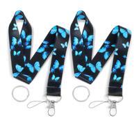 YUXIANLB Lot de 2 cordons tour de cou cool avec boucle à dégagement rapide et anneaux plats pour porte-clés, portefeuille, carte d'identité, téléphone portable - Lot de 2, Mélange de couleurs., taille