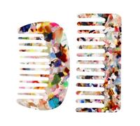 YUXIANLB Lot de 2 mini peignes à cheveux à dents larges, peigne tortue à grandes dents, peignes antistatiques de poche pour cheveux épais, bouclés, soin des cheveux, brosse démêlante, brosse française