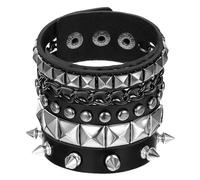 YUXIANLB Lot de 3 bracelets à pointes cloutées punk rock, 1 Count (Pack of 3), Alliage de zinc, polyuréthane, Pas de gemme