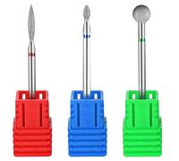 YUXIANLB Lot de 3 forets à ongles diamantés - En forme de boule - Coupe-cuticules - Embout flamme tout en un - Kit de préparation des ongles - Pour manucure, salon, cuticules - Rouge mort