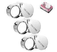 YUXIANLB Lot de 3 loupes de bijoutier pliables de poche 10x, 20x, 30x, petite loupe, outil de grossissement pour bijoux, pièces de monnaie, montres et timbres
