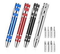 YUXIANLB Lot de 4 tournevis 8 en 1 - Kit de stylos - Poches, tournevis, mini outils - Magnétique - Multi précision - Cruciforme - Cadeau pour adultes