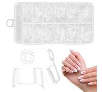 YUXIANLB Lot de 480 faux ongles extra courts en acrylique transparent pour extensions d'extensions - 12 tailles - Avec boîte de rangement ou manucure - Conseils professionnels en salon de beauté