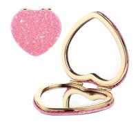 YUXIANLB Miroir compact pour sac à main, double face en forme de cœur, grossissant 1x/2x, mini miroir de courtoisie à paillettes, miroir de maquillage de poche portable pour femmes et filles (rose,