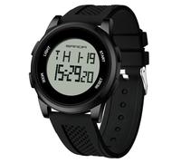 Yuxier Montre de sport pour homme - Étanche - Chronographe numérique - Avec rétroéclairage/alarme/date LED, noir/blanc