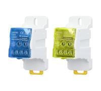 YuXinCat 2 Pièces Bornier Electrique, UKK 80A Bleu+Jaune, Boîte de Distribution Electrique Bornier Connecteur de Fil Electrique Boîte de Distribution de Bornier de Rail DIN de 35mm
