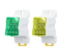 YuXinCat 2 Pièces Bornier Electrique, UKK 80A Vert+Jaune, Boîte de Distribution Electrique Bornier Connecteur de Fil Electrique Boîte de Distribution de Bornier de Rail DIN de 35mm