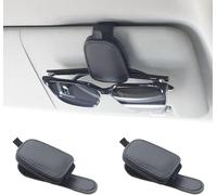 YuXinCat 2 Pièces Porte Lunettes pour Voiture, Cuir Clip de Support de Lunettes de Visière de Voiture, Facile à Installer, Multifonctionnel, pour Lunettes de Soleil Carte Ticket (Noir + Noir)
