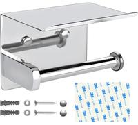 YuXinCat Porte Papier to ilette, Support Papier Toilette Mural, sans Perçage, Porte-Rouleau de Papier Toilette avec Etagère Pratique, Installation Facile avec ou sans vis (Chrome Poli)