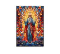 YUXINYUE Jesus Impressions Sur Portrait Peintures Sur Toile Affiches Et Impressions Stained Glass Style Art Mural Image Pour Salon Décoration De La Maison 24x36inch(60x90cm)