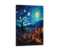 YUXINYUE Starry Sky Impression Sur Toile - Image Sur Toile -Decoration Murale -Van Gogh Style Tableaux Décoration Moderne - Tableau Mural - Tableaux Pour La Mur 16x24inch(40x60cm)