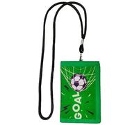 YUXITA Petit portefeuille à trois volets pour enfants avec lanière zippée et porte-cartes, motif football, Ballon de football Green Side, 12*8*1 cm