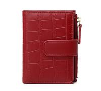 YUXITA Portefeuille pour femme portable et tendance - Petit portefeuille pliable avec texture unique pour un usage quotidien, bordeaux, 9.5*2*11.5 cm