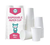 Yuxitia - Lot de 60 gobelets en papier jetables, gobelets blancs pour bricolage, mariage, pique-nique, barbecue, voyage et événements - 237 ml