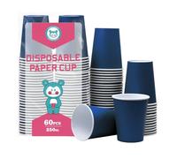 Yuxitia Lot de 60 gobelets jetables en carton, gobelets en papier bleus pour bricoleurs, mariage, fête, pique-nique, barbecue, voyage et événements, 237 ml, Bleu marine