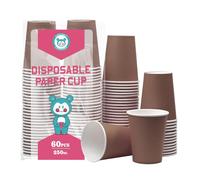 Yuxitia Lot de 60 gobelets jetables en carton marron pour mariage, fête de Noël, pique-nique, barbecue, voyage et événement, 237 ml (marron)