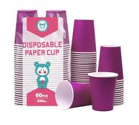 Yuxitia Lot de 60 gobelets jetables en carton pour bricolage, fête de mariage, rassemblements, pique-nique, barbecue, voyage et événement, 237 ml (violet foncé)