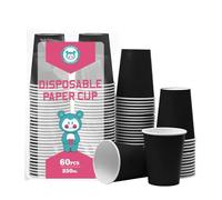 Yuxitia Lot de 60 gobelets jetables en carton pour mariage, fête de Noël, pique-nique, barbecue, voyage et événement Noir 237 ml