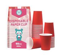 Yuxitia Lot de 60 gobelets jetables en carton, rouge, pour bricoleurs, mariage, fête, pique-nique, barbecue, voyage et événements, 237 ml, Rouge