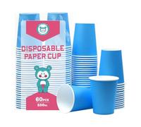 Yuxitia Lot de 60 gobelets jetables en papier bleus pour bricolage mariage fête pique-nique barbecue voyage et événements 8oz (237 ml) bleu