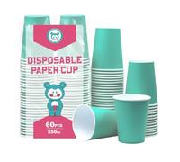 Yuxitia Lot de 60 gobelets jetables en papier coloré pour fête de mariage, pique-nique, barbecue, voyage et événement, 236,8 g (bleu turquoise)