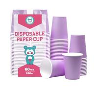 Yuxitia Lot de 60 gobelets jetables en papier coloré pour mariage, fête de Noël, pique-nique, barbecue, voyage et événement, 236,8 g (violet clair)