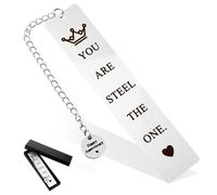 YUXMU Marque-page en métal, cadeau d'anniversaire, marque-page personnalisé amusant avec coffret cadeau pour les amoureux des livres, épouse, mari avec pendentif (argent)