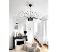 YUXN Lustre rétro, Suspension Vertigo, plafonnier Simple et créatif pour Salon (réglable en Hauteur), Ceinture en Tissu en Fibre de Verre + Chapeau en Fer forgé décoration Design (120cm, Black)