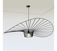 YUXN Lustre Vertige Lustre De Salon Rétro, Conception De Chapeau en Tissu De Fibre De Verre Simple Et Créative + Art De Fer (Hauteur De La Lumière Réglable), E27, Maximum 40W (100CM, Noir)