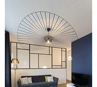 YUXN Suspensions Lustre Vintage Salon Lampe Simple Creative (Hauteur De La Lumière Réglable), Bande De Tissu De Fibre De Verre De Salon + Conception De Chapeau en Fer Forgé，E27 Max 40W (Noir, 200cm)