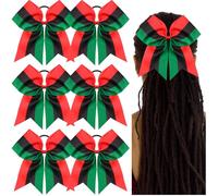 Yuxung Juneteenth - Lot de 6 nœuds élastiques pour cheveux africains de la Jamaïque pour femmes et filles - Décorations pour le mois de l'histoire noire - Accessoires africains (rouge, vert, noir)